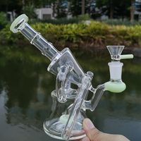 7 Inch Recycler Hookahs Sidecar Oil Dab Rigs Green Purple 4mm Thick 14mm Female Joint With Bowl Water Pipes Showerhead Perc Glass Bongs XL-1972