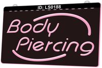 LS0188 Body Piercing Tattoo 3D Engraving LED Light Sign Whol...