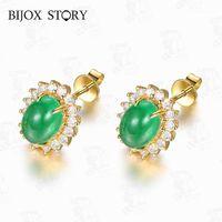 Stud Bijox Story Classic 925 silverörhängen med oval form smaragd ädelstenar fina smycken för kvinnor bröllop grossist1