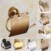 European Style Bathroom Brass Antique Paper Towel Rack Wall Mounted Toilet Roll Paper Holder Bathroom Accessories Set 220117