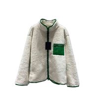 Biały Zielony Flanela Futro Teddy Hoodie Kobiety Klasa Ciepła Miękki Zipper Kardigan List Design Australian Wool Fleece Płaszcz z dużą kieszenią