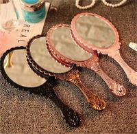 Hand held Makeup Mirror Romantic vintage Lace Hold Mirrors Oval Round Cosmetic Tool Dresser Gift 21 L2