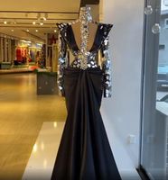 2020 아랍어 아소 에비 고급스러운 크리스탈 Memraid 이브닝 드레스가 높은 목 댄스 파티 드레스 긴팔 공식 파티 두 번째 리셉션 가운