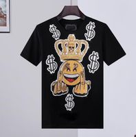 Designer Man T-shirt Skull Lato Podstawowa Solid Crystal Drukuj List Dolar Marka Casual Punk Tops Tee Mężczyźni Luxury Odzież Krótki Rękaw M-3XL