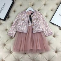 ball gown flower girl dress kid summer clothe set pink hoodie+skirt child toddler girls autumn clothing sets 100-160 cm cotton material