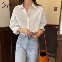 Frauen blusen shirts syiwidii ​​frauen tops und büro dame lose solide elegante mode lässig koreanische top frauen 2021 weiß schwarz1