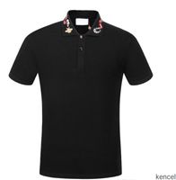 2021 İtalya Marka Tasarımcısı Polo Gömlek Lüks T Shirt Yılan Arı Çiçek Nakış Mens S Yüksek Sokak Moda Şerit Baskı T-shirt
