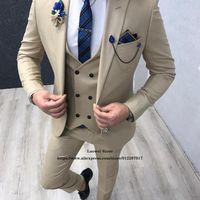 Мужские костюмы Blazers Mens Slim Fit Classic Formance Business двубортный 3-х частей наборов свадебный жених Blazer Ternos (куртка + жилет + брюки)