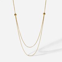 Correntes de aço inoxidável na moda minimalism14k banhado a ouro jóias camada dupla camada de encolher colar ajustável para mulheres