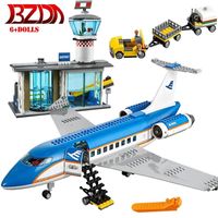 BZDA Airport Passagier Terminal City 82031 Vliegtuig Model Bouwstenen Bricks International Airport Station Airplane Blocks LJ200928