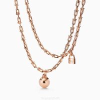 Brand Memnon Jewelry 925 Sterling Silver European Style Round Ball Lock Necklaces for Women Pendant U-shaped Chain Necklace Gift to Lovers 2022 New Nvfu