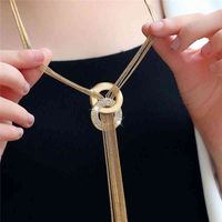 New sal! High quality women's necklace, sweater accsori, round, long tassel, simple style, bright gold and sier