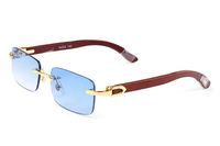 Marke Herren Designer Sonnenbrillen für Frauen Vintage Luxus Square Blue UV Rimless Büffel Horn Rechteck UV400 Sport übergroß Panther Hölzerne Sonnenbrille Brillen