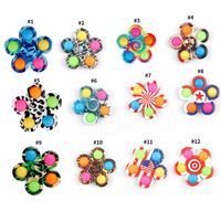 Sensory Fidget toys Spinners Printed Flower Bubble Popper Board DNA Rainbow Ball Push Pop Spinner Finger Fun Children Adult Decompression a50