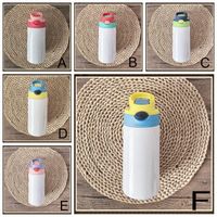 12oz Sublimation Straight Sippy Cup Children Water Bottle 350ml Blank white Portable Stainless Steel vacuum insulated Drinking tumbler for kids 6 colors
