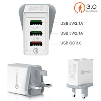 3 Multi-Port QC USB 3.0 Quick Charge usb carregador de parede Hub Mains carregador de parede Adaptador US EU UK plug Para Casa Viagem Telefone Escritório Acessórios