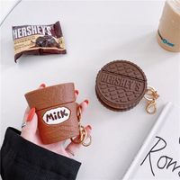 For Apple AirPods Case Cover Cute 3D Milk Chocolate Biscuit Bluetooth Cartoon Earphone Cases For Airpods 1/2 Protective Cover