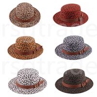 Free DHL INS 6 colori Moda Cappelli Leopard Adulti Uomo Elegante Fedora Band Brim Jazz Elegante Panama Caps