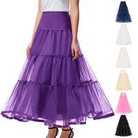 Women Black Red Retro Long Skirts For Wedding Fashion Vintage Skirt Crinoline Underskirt A-Line Empire Voile Tulle Petticoat