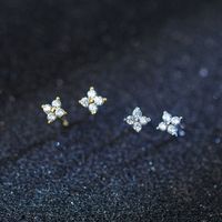 925 Sterling Silver CZ steen verharde Tiny Flower Girl Stud Earring voor Silver Gold Mini Stud Earring Wedding Gift LBD