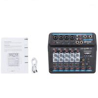 Звуковые карты OPQ-4 Channel Channel Protable Digital O Mixer Console с картой, Bluetooth, USB, 48V Power для DJ Recording EU Plug1