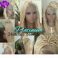 Верхняя распродажа блондинки парики с детскими волосами, плетеными волосами, жаростойкие плетеные безразличные синтетические кружевные фронтальные парики для черных африканских женщин