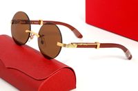 Luxus Herren Designer Sonnenbrillen für Frauen Brillen Rahmen Tempel mit Panther Köpfe Metallrahmenlose Runde Sonnenbrille Form Für Männer Frau Brillen Zubehör Zubehör