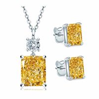 Diamante pingente mulheres colares 6ct pedra amarela chain colar 925 prata esterlina com 14k branco caixa banhada a ouro embalada