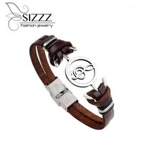 Charme Armbänder 2021 22 cm lange retro mode männer armband musik notizen edelstahl leder für männer1