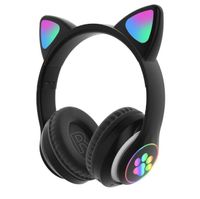 fahsion Bluetooth Headphones glowing cute LED Cat Ear Paw He...