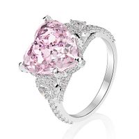 Serce Cut 5ct Pink Sapphire Diamond Ring 925 Sterling Silver Engagement Wedding Band Pierścienie dla kobiet Biżuteria