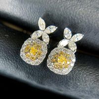 Dangle lustre 2022 Boucles d'oreilles de coussin de couleur jaune de luxe pour femmes anniversaire cadeau bijoux en gros E6837