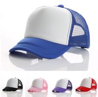 Niños camioneros sombreros 5 paneles en blanco sol sombreros malla gorras de béisbol ajustable deporte de verano para niños gorras de bolas
