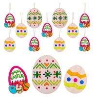 Páscoa dia festa casa decoração pingente diy cinzelando ovo de madeira pingente criativo artesanato de madeira novo feliz carro crianças