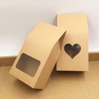 Kraft Paper Party/Wedding Gift Bags,Cake/Chocolates/Candy Packing Bags Stand Up Food Clear PVC window Seal boxes 8*16*5cm