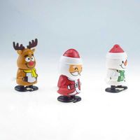 Lovely Christmas Plastic Windup Toys Santa Claus Snowman Clockwork Leksaker Barn Hoppa Presentkort Tecknade Tecken Julklappar