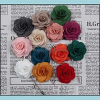 Pins, Brooches Jewelry Lapel Flower Man Woman Camellia Handmade Boutonniere Stick Brooch Pin Mens Accessories Mixed Colors Ship Drop Deliver
