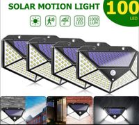 3 MODE 100 LED Outdoor Solar Flood Light Motion Draadloze Sensor Zonne-beveiligingslicht voor Wall Omheining Decoratie PIR Waterdichte Energielamp