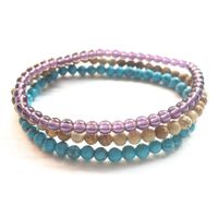 MG0129 Picture Jasper Amethyst Mala Beads Bracelet Women`s 4 mm Blue Turquoise Mini Gemstone Bracelet Set