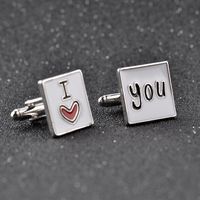 Enamel i love you cufflinks lovers Business suit Shirt cuff links button women men&#039;s fashion jewelry Valentine&#039;s Day gift will and sandy