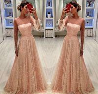 Long Sleeves Peach Prom Dresses A Line Formal Women Holiday Wear Celebrity Party Gowns Plus Size vestidos de coctel