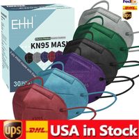 US Warehouse KN95 마스크 공장 95 % 필터 다채로운 활성탄 호흡 호흡기 밸브 6 레이어 디자이너 얼굴 실드 UPS