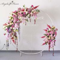 Dekoratif Çiçekler Çelenk Özel Avrupa Düğün Kemer Dekor Yapay Çiçek Ferforje Sahte Satır Arka Plan Duvar Sahne