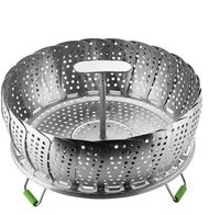 9 polegadas Stainless Steel Steaming Basket Folding Steamer Vapor Cesta vegetal Cooking Pot Cozinha Ferramenta KKA8158