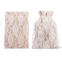 Party Supplies 8*10cm Lace Linen Gift Bag Dust-proof Small Jute Pouch Jewelry Ring Necklace Candy Drawstring Bag Bamboo StorageCCd13217