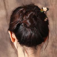 Зажимы для волос Barnettes Китайская палка роза цветок старинные кисточки для палочек для волос для волос для женщин свадьба Hanfu Headwear украшения ювелирных изделий