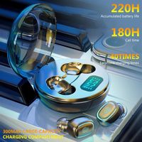 Wireless Earphones A10 TWS Bluetooth 5.0 HiFi In-Ear Earbuds with Round Digital Charging Box Sports Headphones235s