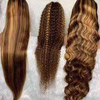 Customized Texture Long 40 Inch Honey Brown Highlight Color ...