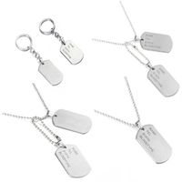 Military Army Tactical Engraving Name Id Tags Cards Pendant Man Necklace&pendants Stainless Steel Fashion Keychain Men Jewelry