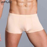 Danjiu Summer Ice Silk Men Underwear Sexy Gay Thin Soft Breathable Male Boxer Shorts Seamless Solid Underpants Calzoncillos